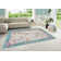 Machine Woven Beige/Teal Rug