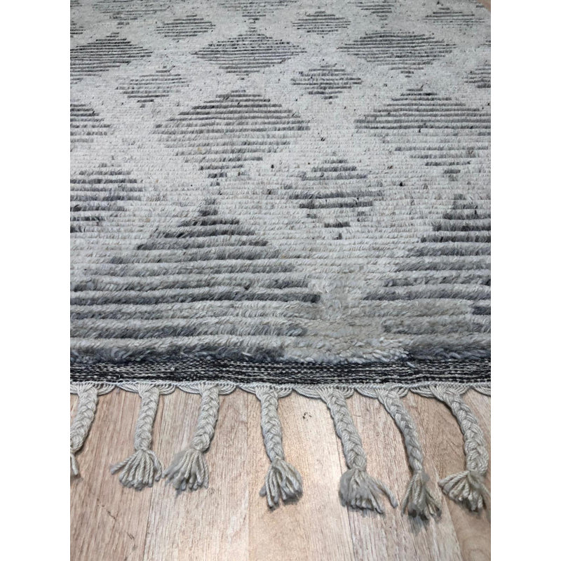Tapis moderne en laine noué à la main beige Dazzling Ophelia