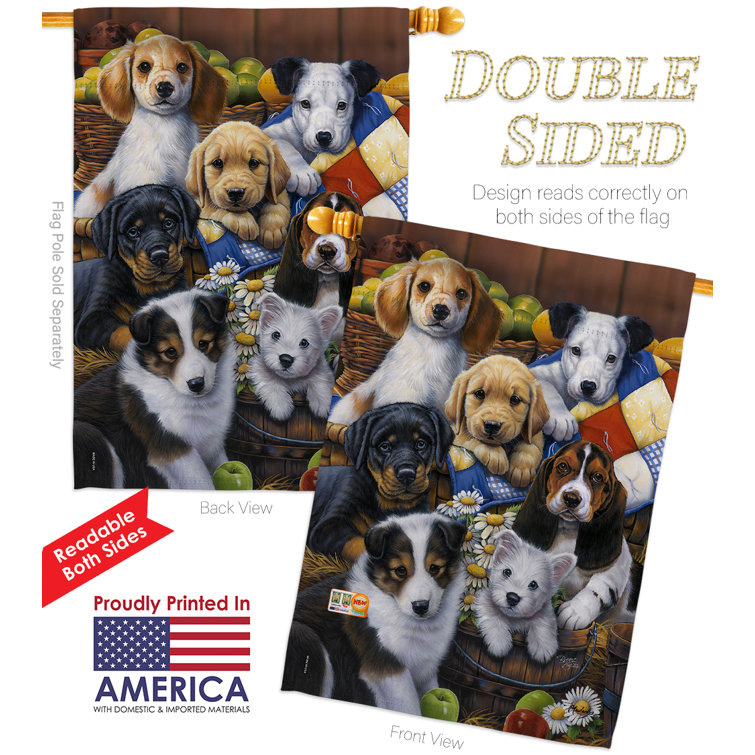 Breeze Decor Country Bumpkin Puppies 2-Sided Polyester 40 x 28 in. Flag ...