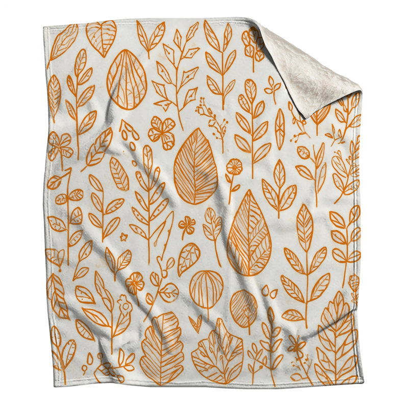 Couvertures à feuilles orange, L 60 po x H 80 po