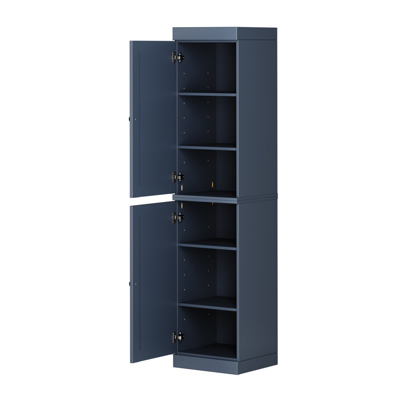 Grande armoire de cuisine étroite 100% en bois massif avec portes Jaylena, tablettes réglables, armoire de rangement modulaire, l 16,5 po x H 71,5 po