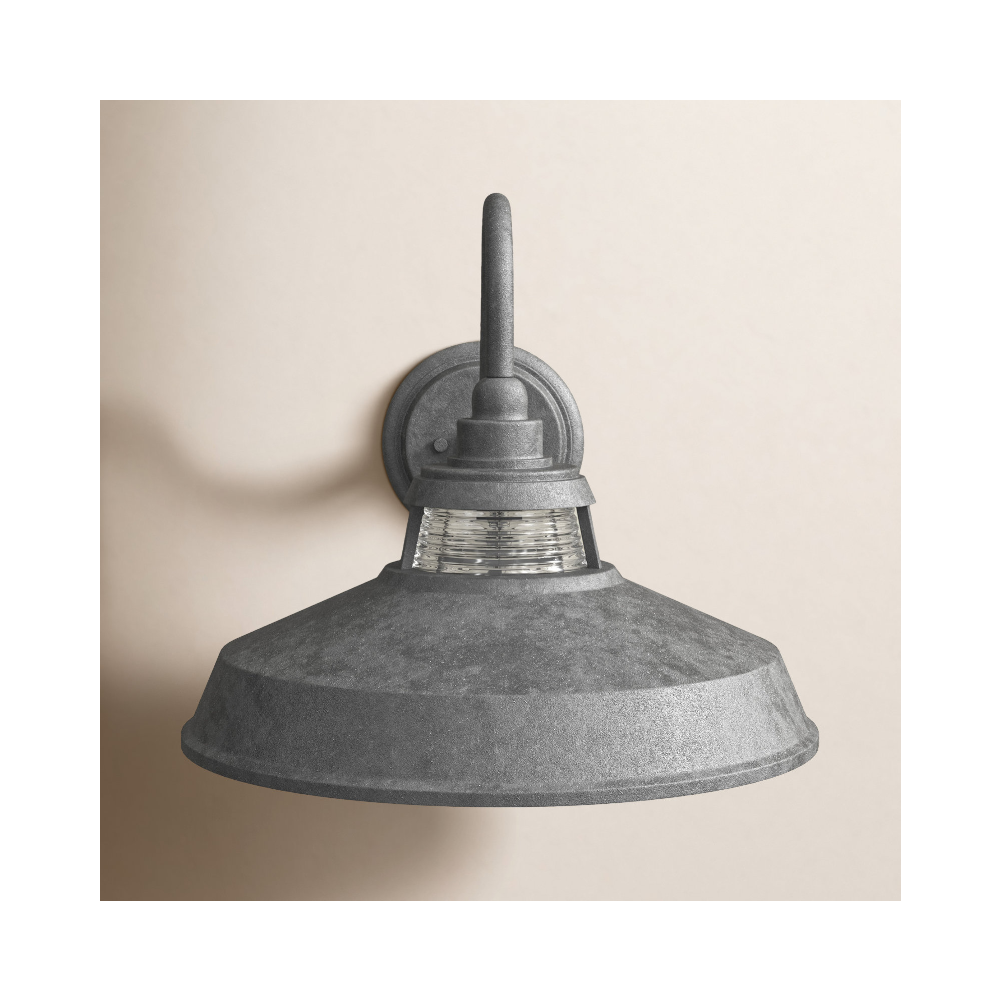 Calum Single Light Bell Outdoor Aluminum Wall Light, 11.5" H x 14" W x 24" D, Aged Zinc