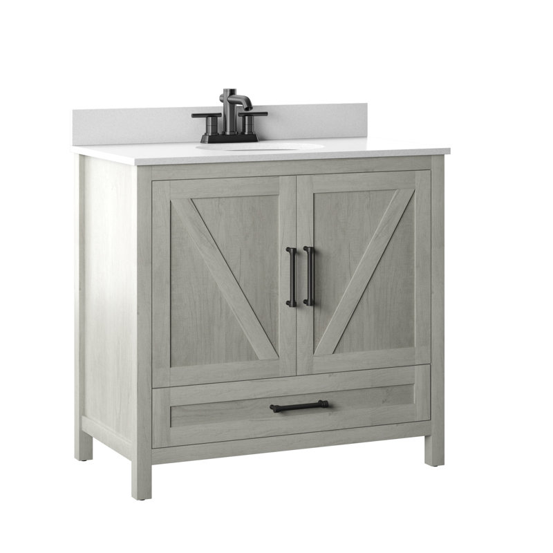 Hunstant 36'' Single Bathroom Vanity with Top, Fairfax Oak