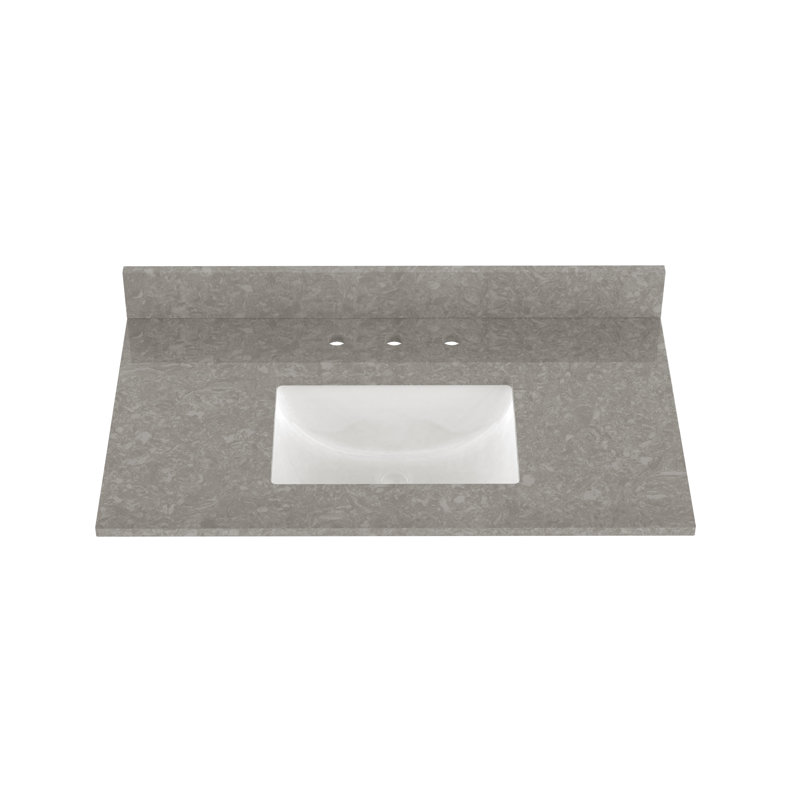 37'' White Ceramic Single Bathroom Vanity Top with Sink