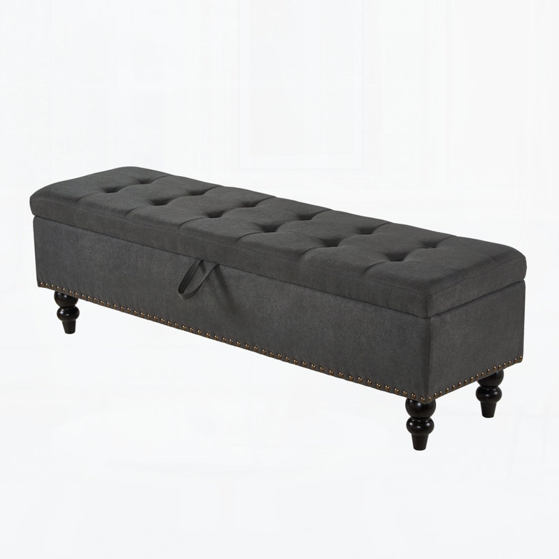 Banc de lit 59 po avec rangement, Gris