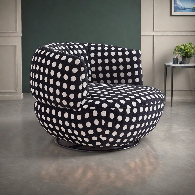 Fauteuil rotatif confortable à pois, Noir