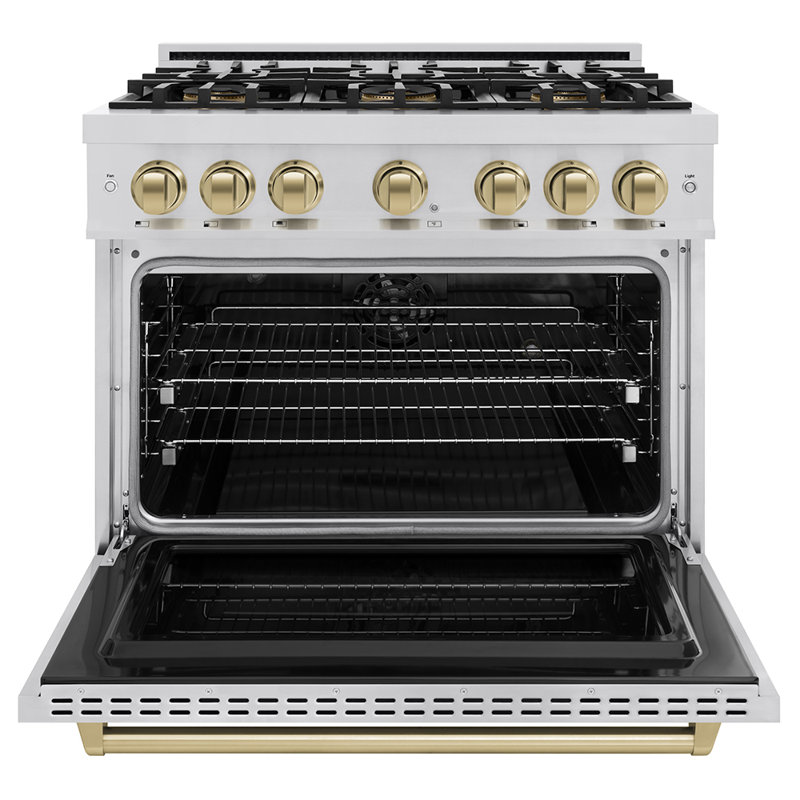 ZLINE Autograph 36 in. Classic Dual Fuel Range with 6 Burner DuoPro Cooktop and Bronze Accents, Dual Fuel