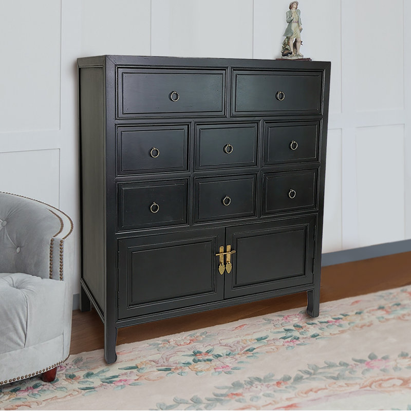 Brinda Solid Wood Accent Chest, Antique Black