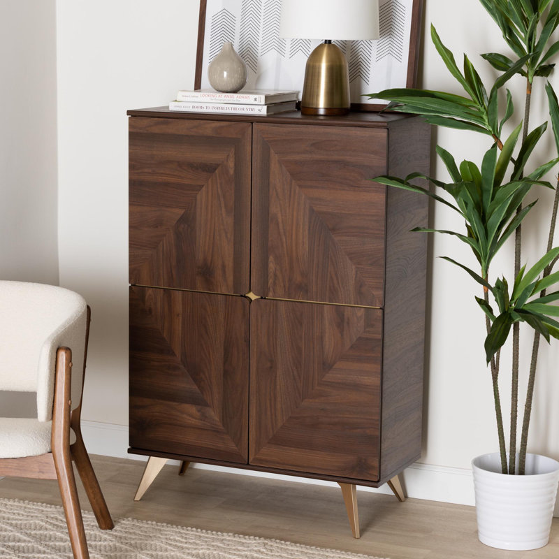 Korla Graceland Mid Century Modern Transitional Wood 18 Pair Shoe Cabinet