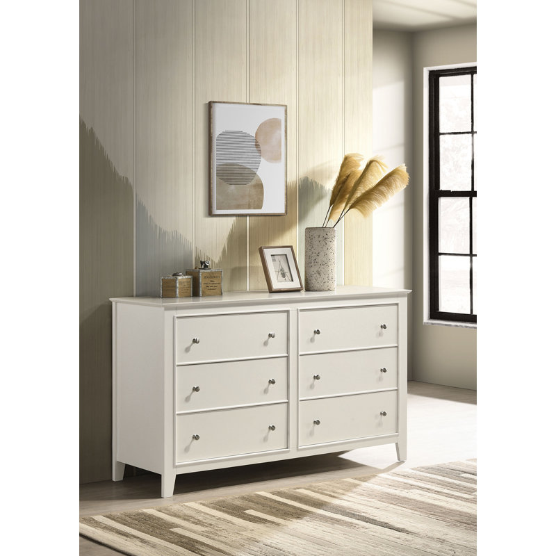 Commode 6 tiroirs blanc crème