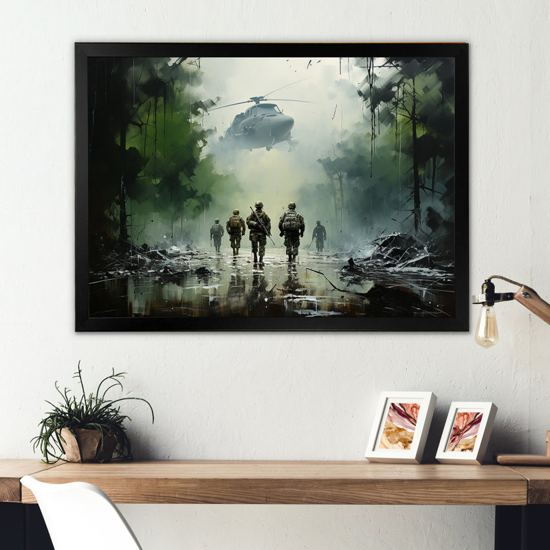 Vietnam, Militarty Landscape Warriors Resilience, Cadre simple noir, H 30 po x l 40 po x P 1,5 po