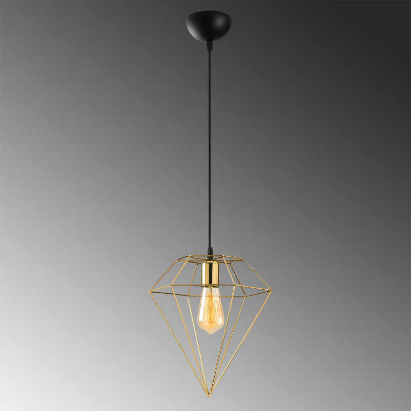 Luminaire suspendu géométrique à 1 lumière Linda, Or, Doré