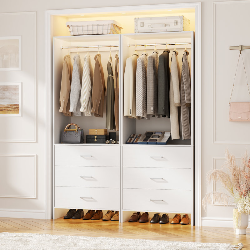 4ft Closet System with Wooden Drawers, White