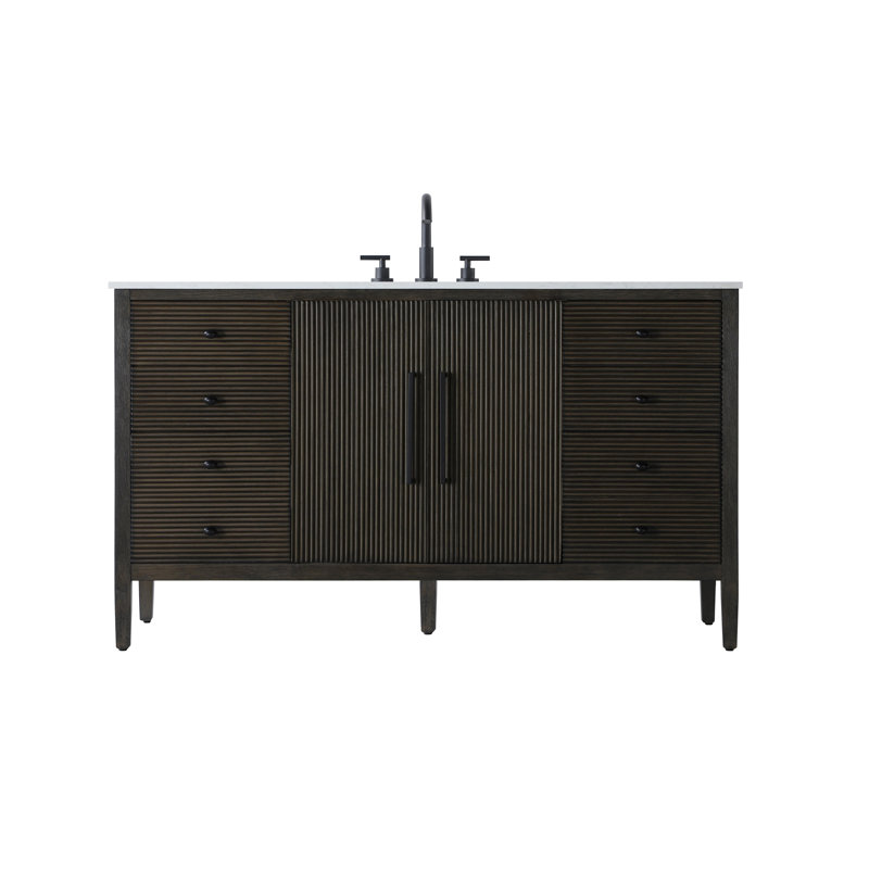 Meuble-lavabo simple 60 po, Chêne chocolat