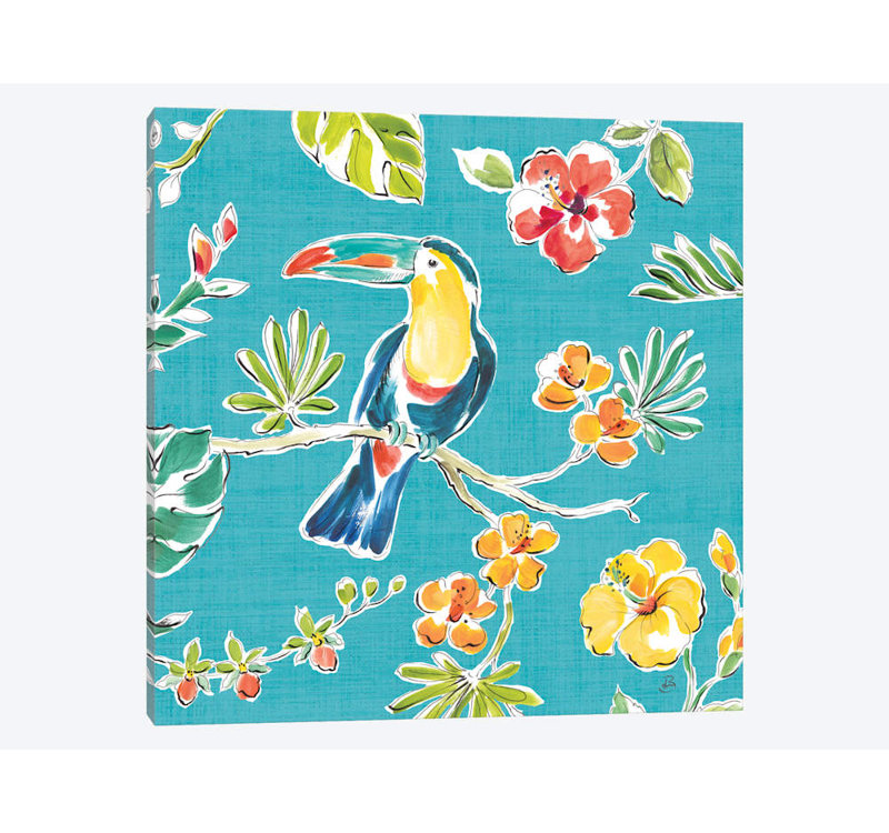 « tropical oasis v » par daphné brissonnet,, reproduction d’impression sur toile tendue, H 37 po x l 37 po x P 1,5 po