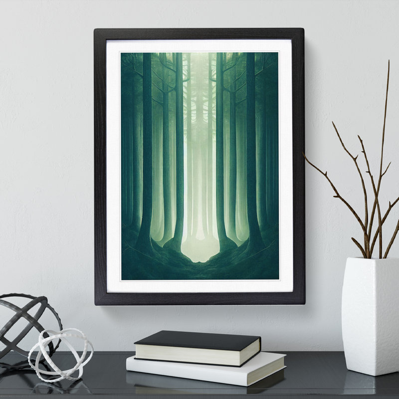 Symmetrical Forest No.2 Abstract - Wall Art, 64cm H x 46cm W x 2cm D, Black Framed Paper, Black Framed