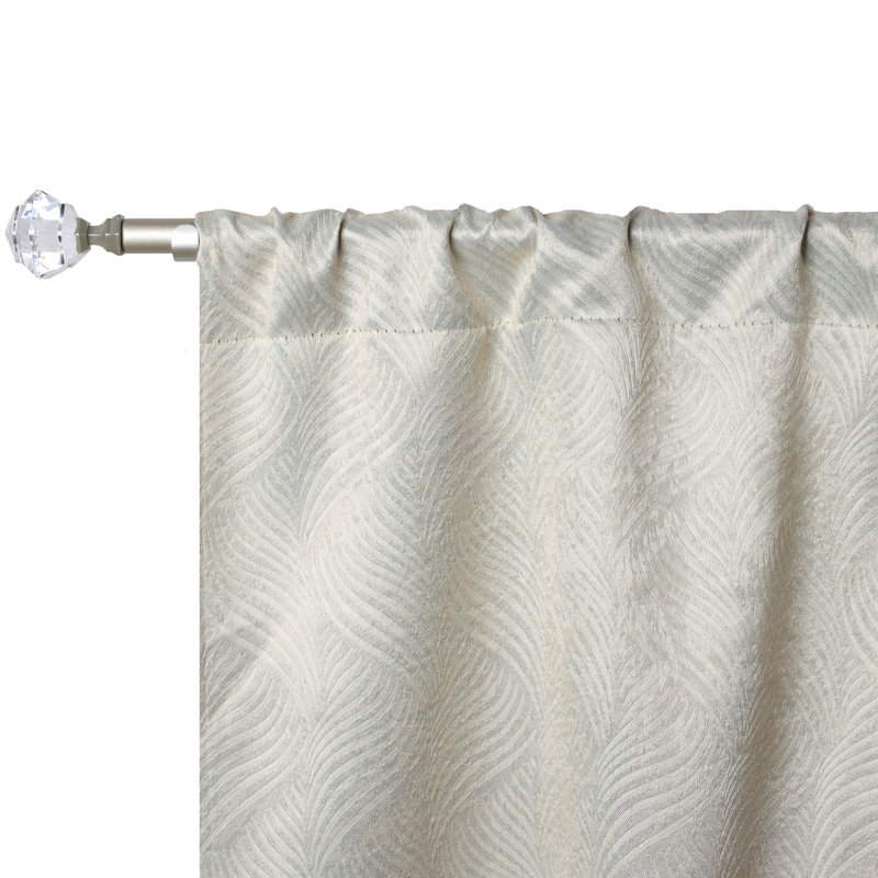 Vedder Geometric Room Darkening Thermal Curtain Panels, Ivory, 52" W x 120" L
