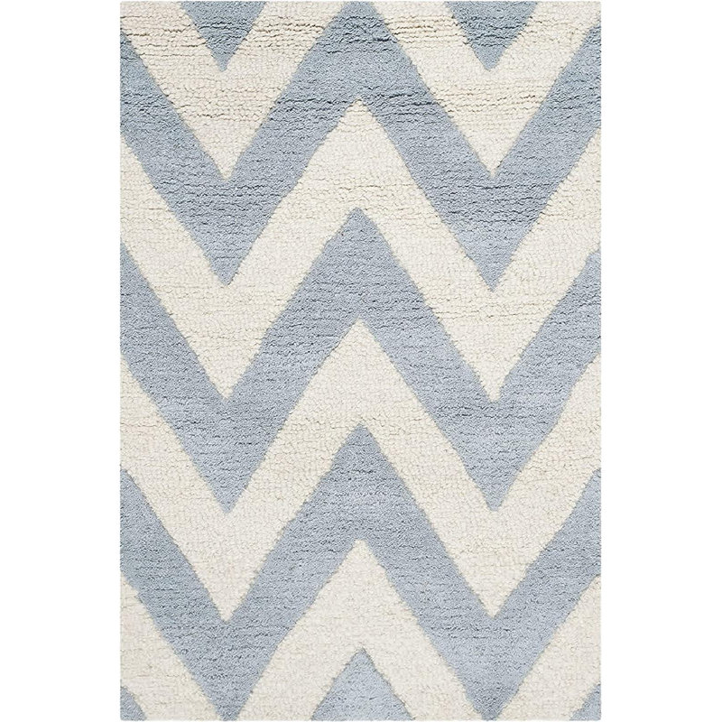 Sanyla Hand Tufted Wool Chevron Rug, Rectangle 2' x 3'