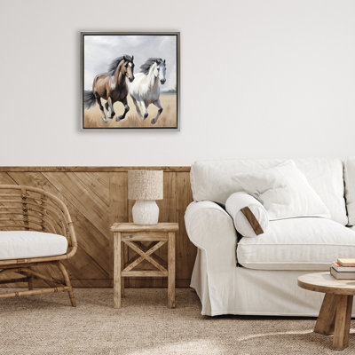 Cadre flottant Wild Run Twin Horses, design par Kim Allen