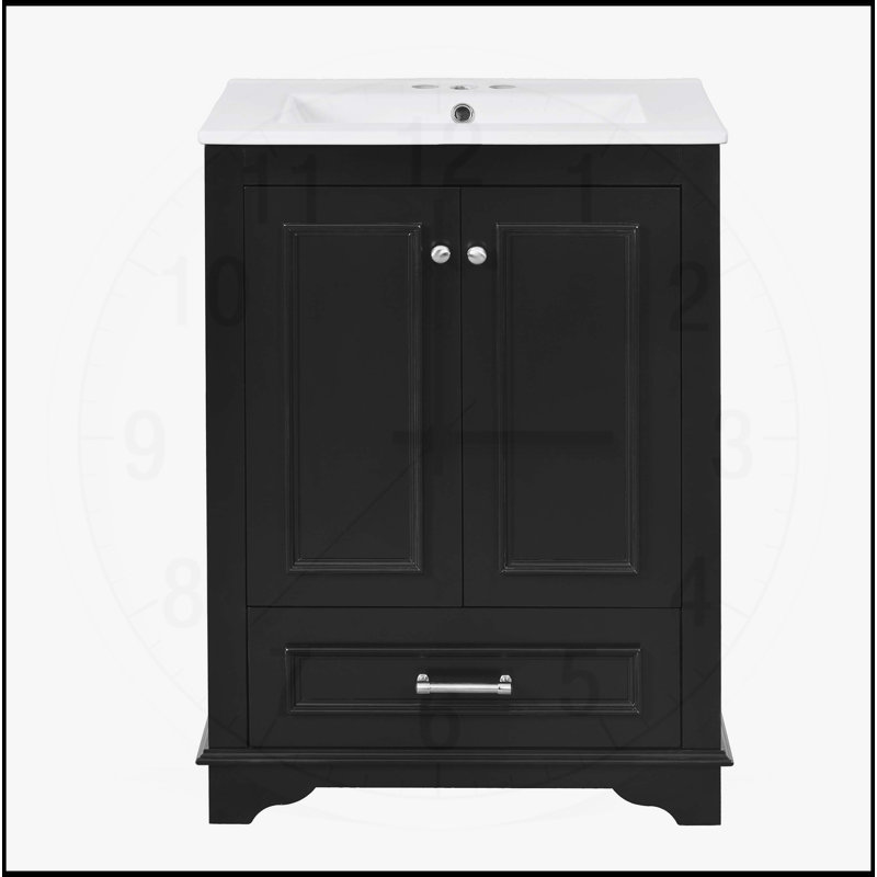Ensemble de meuble-lavabo 24 po avec lavabo en céramique, Noir