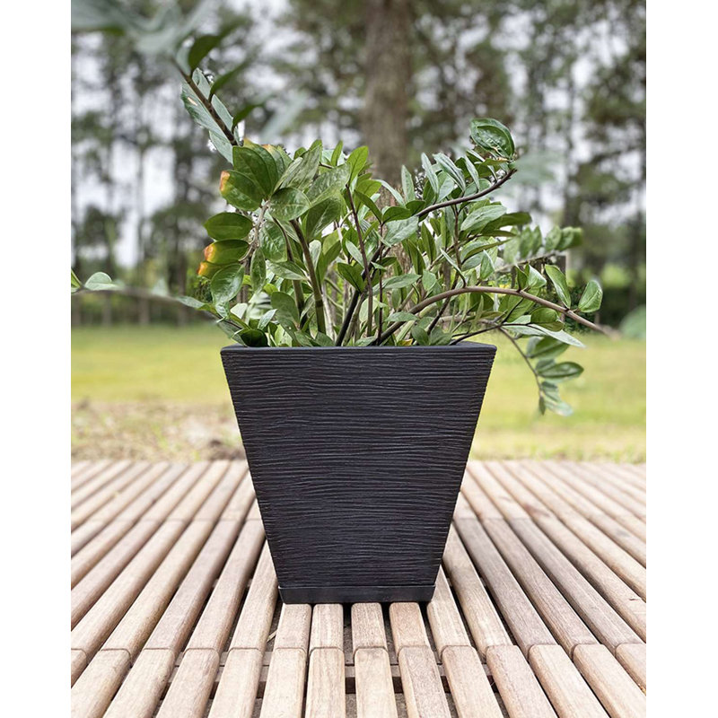 Pot à fleurs en résine Zurique, Noir, H 13,39 po x l 13,78 po x P 13,78 po