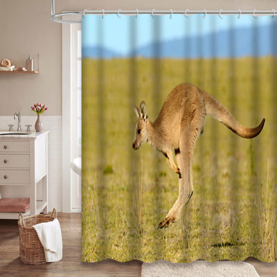 Rideau de douche gris avec 12 crochets Kangaroo