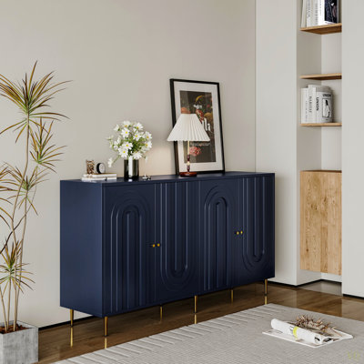 Armoire de rangement moderne à 4 portes en bois laqué moderne pour le salon, le vestibule, le couloir, le bureau, la cuisine et la salle à manger