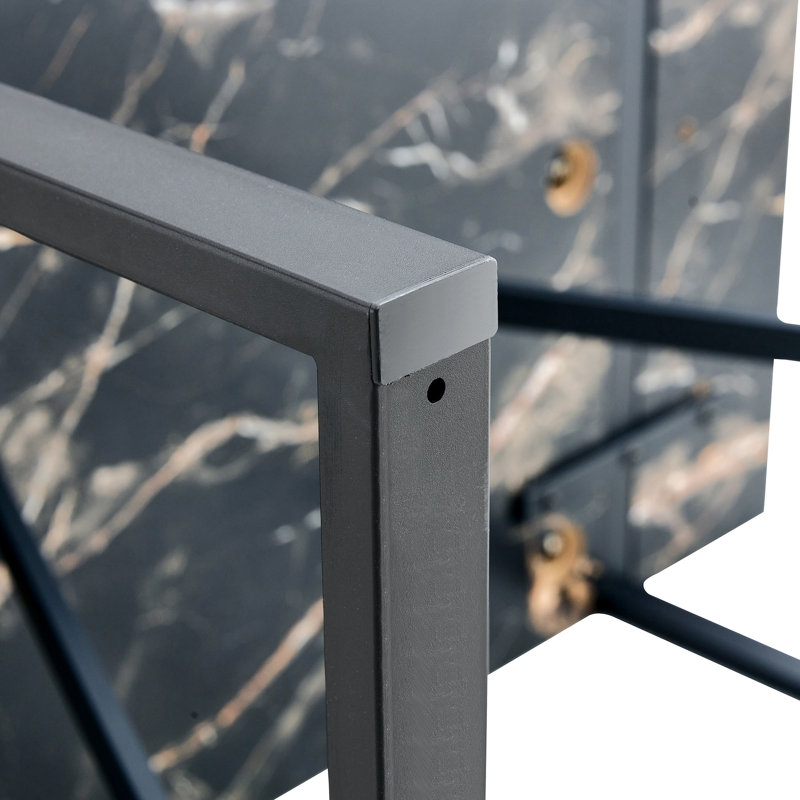 Table industrielle avec pieds en métal noir, 55 * 31,4, pour 4 à 6 personnes, bureau de travail, cuisine, terrasse, accessoire de salle à manger, plateau épais de 1,5 po, conception simple et moderne, terrasse