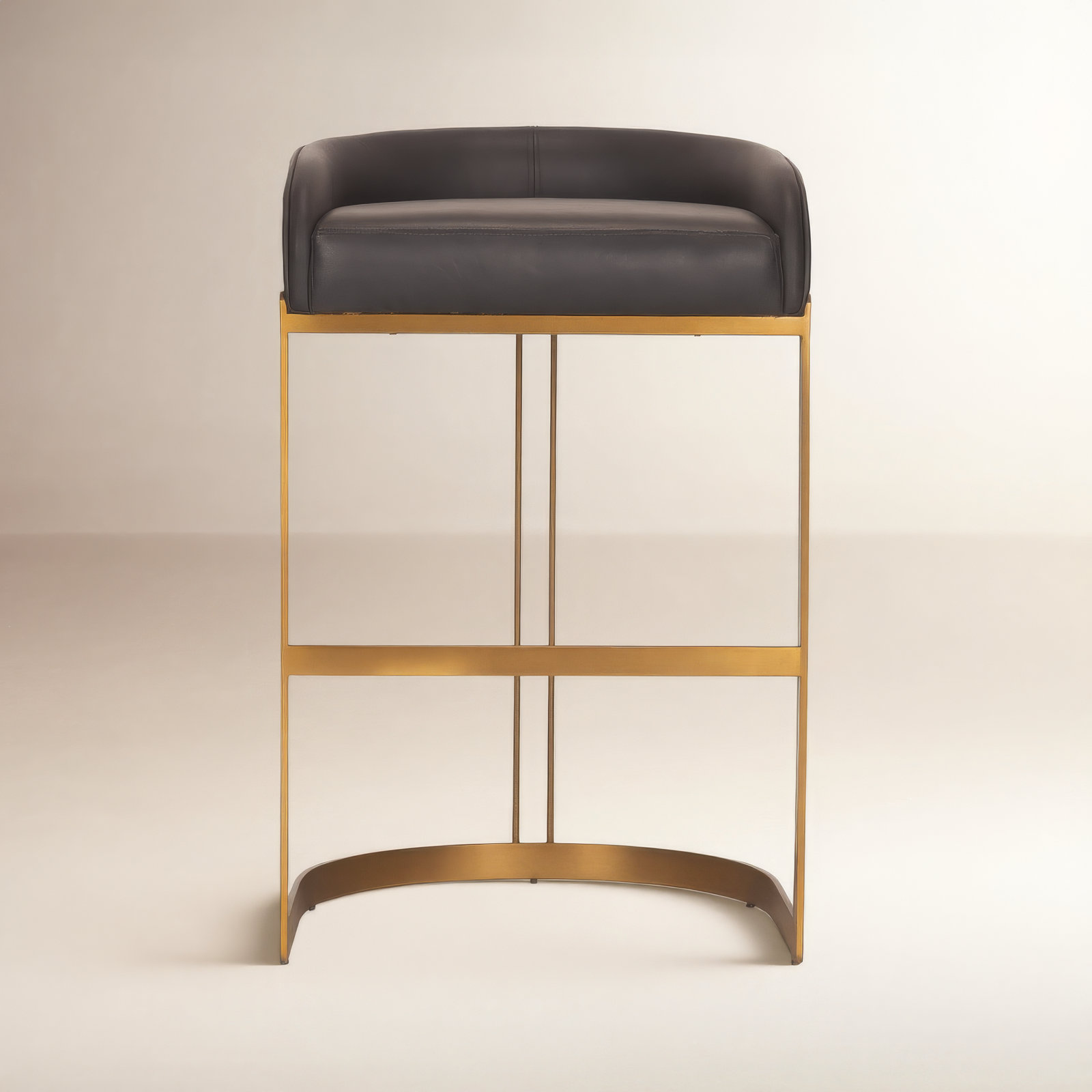 Bradley Genuine Leather Bar Stool, Black, Bar Stool (29.75" Seat Height)