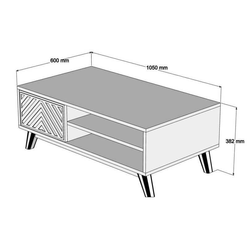 Crews Four Leg Coffee Table, Walnut/Cream