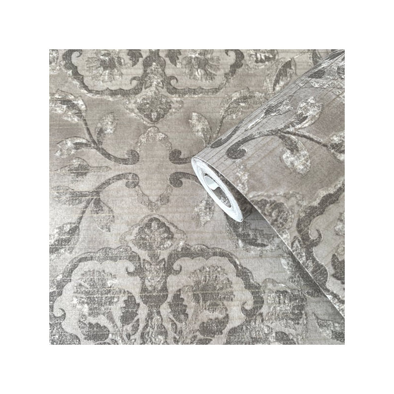 Elegance 10m x 53cm Metallic Wallpaper Roll, Grey