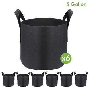 5-Pack 3 Gallons Grow Bags Heavy Duty Thickened Nonwoven Fabric Pots with Strap Handles Tan