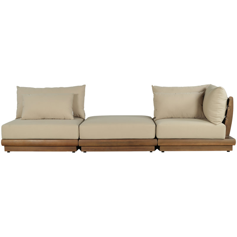 Ivry Water Resistant Fabric Upholstered Outdoor Patio Modular Sofa, Tan