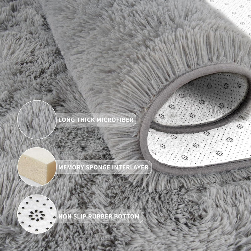Gray 9' x 12' Shag Memory Foam Area Rug