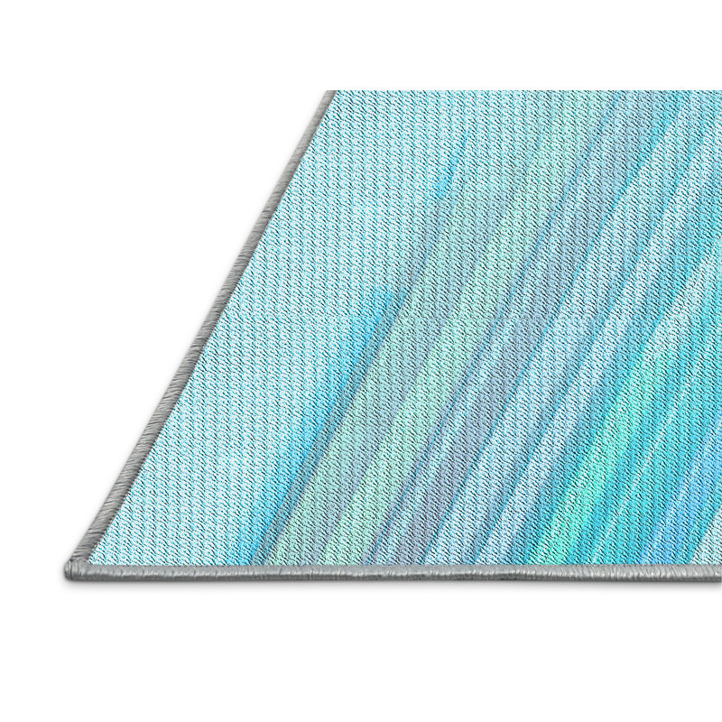 Tapis bleu tissé à la machine, Rectangle 7 pi x 9 pi