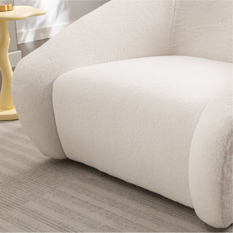 Chaise d'appoint moderne rembourrée, pivotante à 360 °, blanc cassé