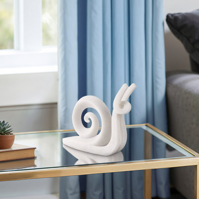 Sculpture d'escargot en résine - Décoration de cuisine, décoration intérieure, objets décoratifs et statues pour décor de salon, de vestibule ou de bureau - Pièce décorative côtière artisanale, 12,5 po, blanc