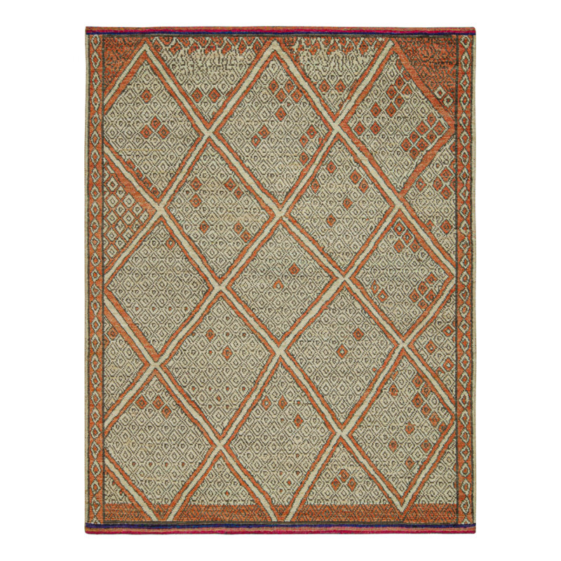 Moroccan Hand Knotted Geometric Area Rug, Rectangle 8' x 10'