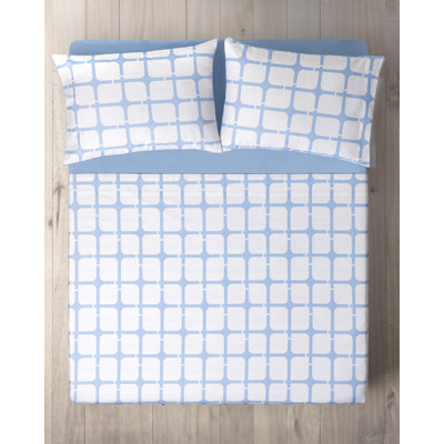 Ensemble de draps pour chambre d'amis 100% coton à imprimé géométrique