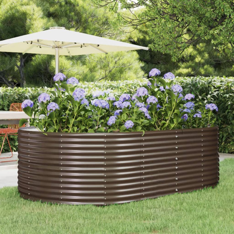 Garden Raised Bed Powder-coated Steel, 68 cm x 212 cm x 140 cm, Brown