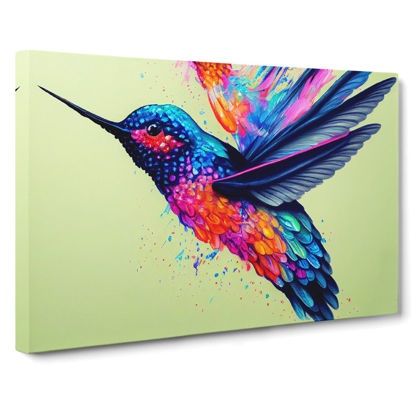 Hummingbird Splatter Vol.2 Abstract - Wrapped Canvas, 50cm H x 76cm W x 3cm D