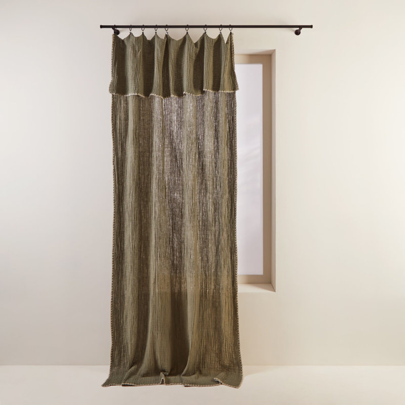 Cotton Blend Curtain Single Panel, 140 x 280cm, Green
