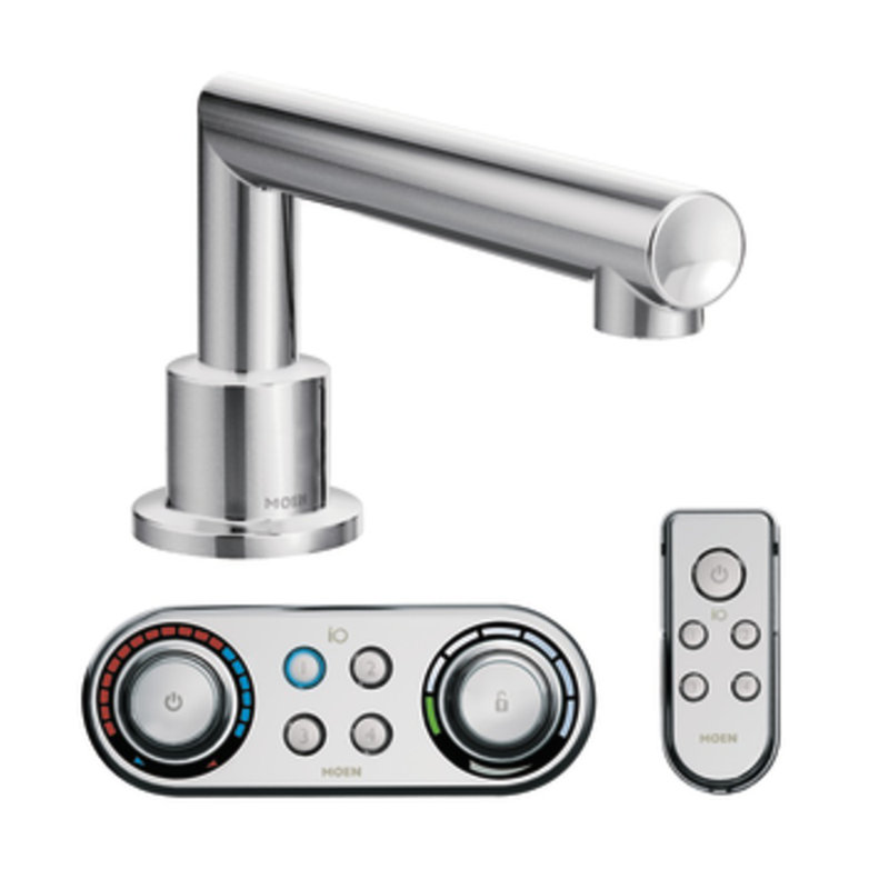 Garniture de robinet de baignoire romaine à fixation sur plateau avec pulvérisation latérale optionnelle Arris, Chrome
