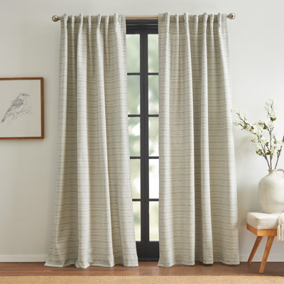 DKNY Pure Stream Textured White/Blue Curtain Panel Pair