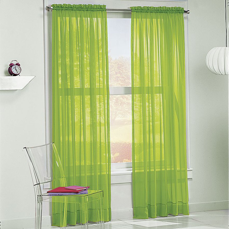 Paire de rideaux transparents avec passe-tringle Emmons, Lime