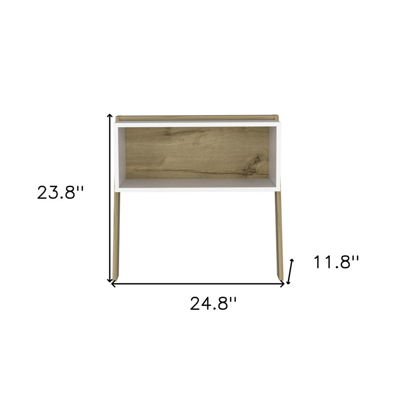 Table de chevet 24 po blanche et chêne
