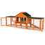 Maison de lapin orange avec aire de repos spacieuse, 2 sections de jeu, poignées, rampes, bac à déchets amovible et conception imperméable pour la cage de confort du lapin de compagnie - aires de repos confortables, nettoyage détachable