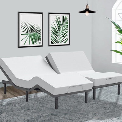 Massage Adjustable Bed Base with Bluetooth, Mobile App, Wireless Remote, 12 Inches Memory Mattress