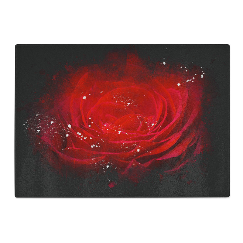 Rose Flower Vol.7 Paint Splash Chopping Board, 0.4cm H x 28.5cm W x 39cm L