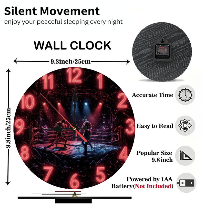 Horloge de boxe effet néon